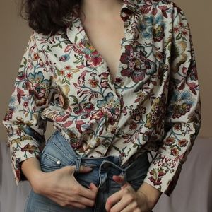 floral button up blouse